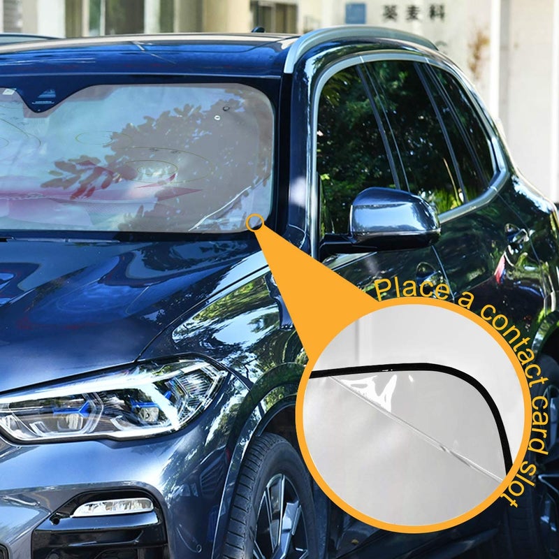 senya Car Windshield Sunshade Pink Lotus Flower Pattern, Blocks Sun Visor Protector Foldable Sun Shield Keep Your Vehicle Cool, Fits Windshields of Most Sizes - Image 3